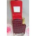 Wristlet Red Cell Phone Case Pouch For Flip Phones With Mirror and Belt Loop