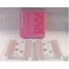 Gorham Square Plates For Candy MIints 2 Dishes Pink & White Valentine Hearts