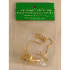 Doll House Miniatures Rabbit Solid Brass with Gold plating New in Packaging